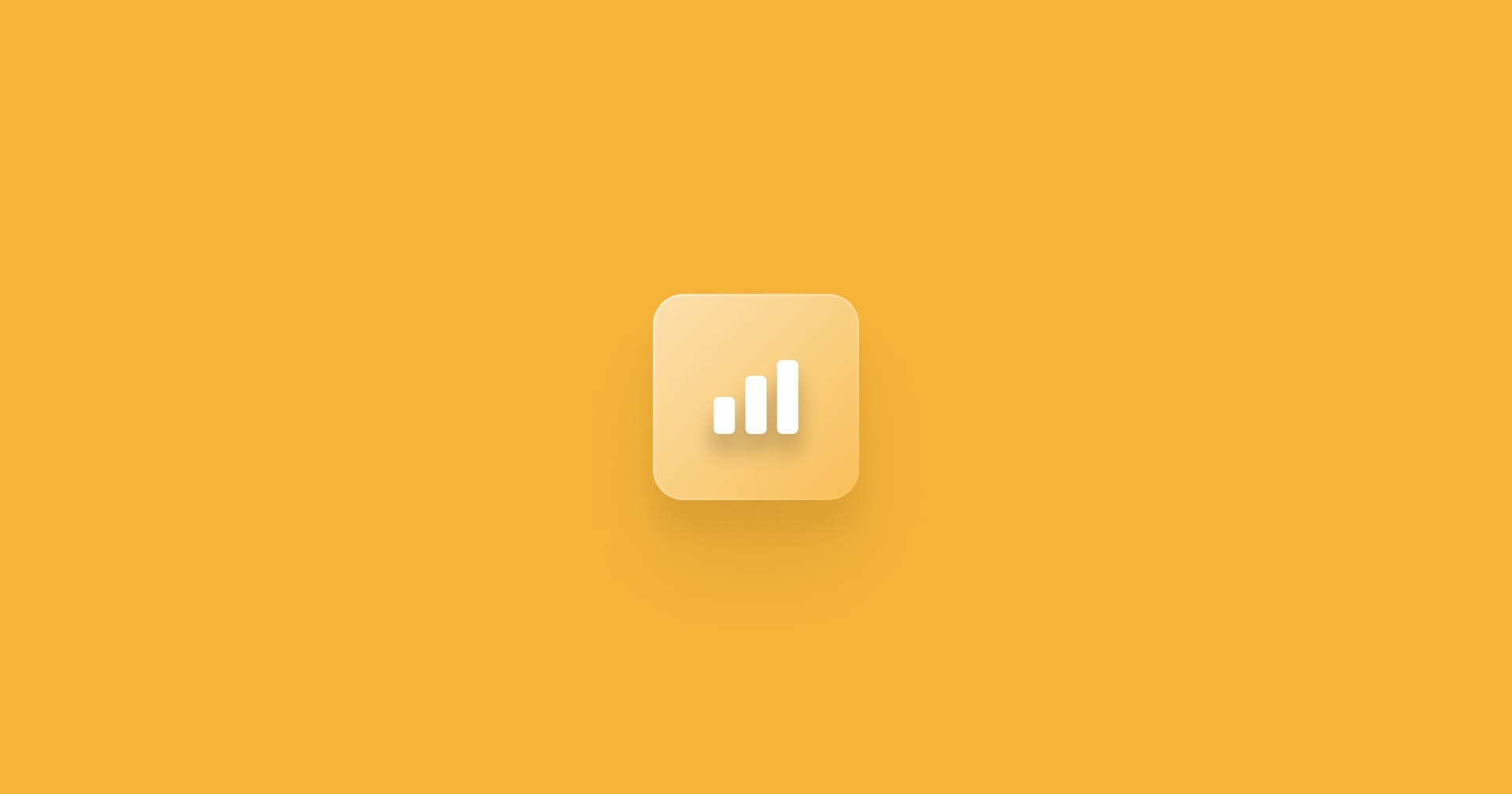 A bar graph icon with a golden yellow background