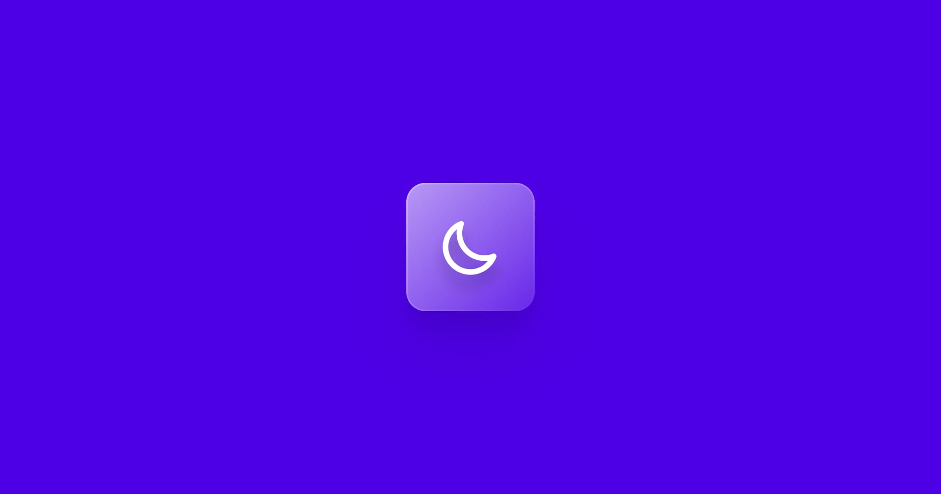 A dark mode icon on a blue-ish purple background