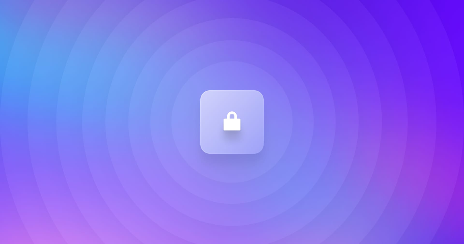 A lock icon with circles radiating outward around it over a gradient background